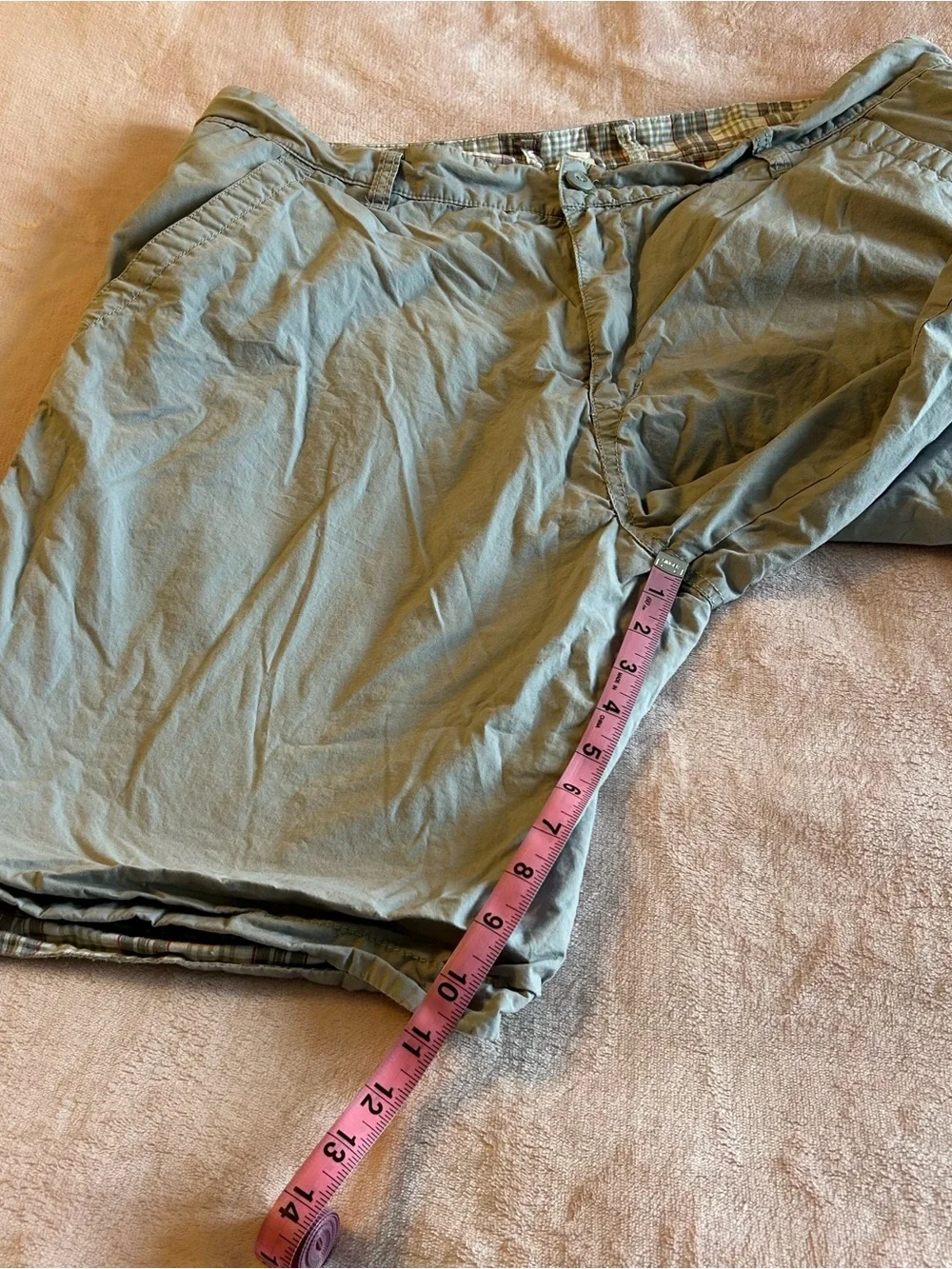 Old Navy reversible tan or plaid shorts size 38 cotton summer casual